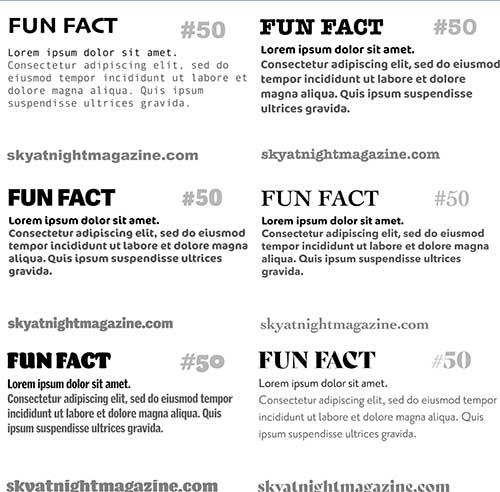 A grid of six examples of font combinations, with a title, subtitle, and paragraph section in each.